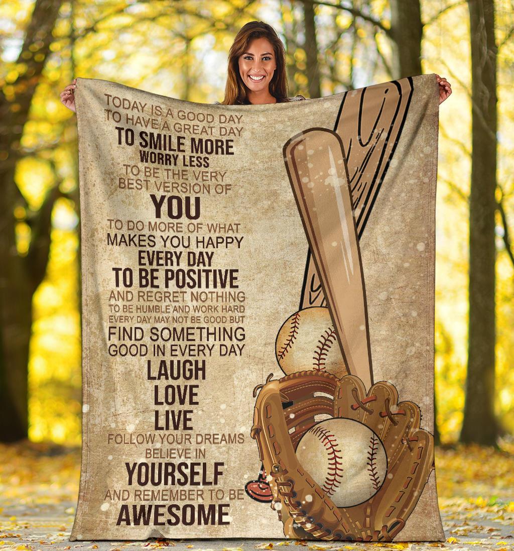litzzy Today Is A Good Day Baseball Fleece Blanket - Lath0212204 Quilt Blanket   