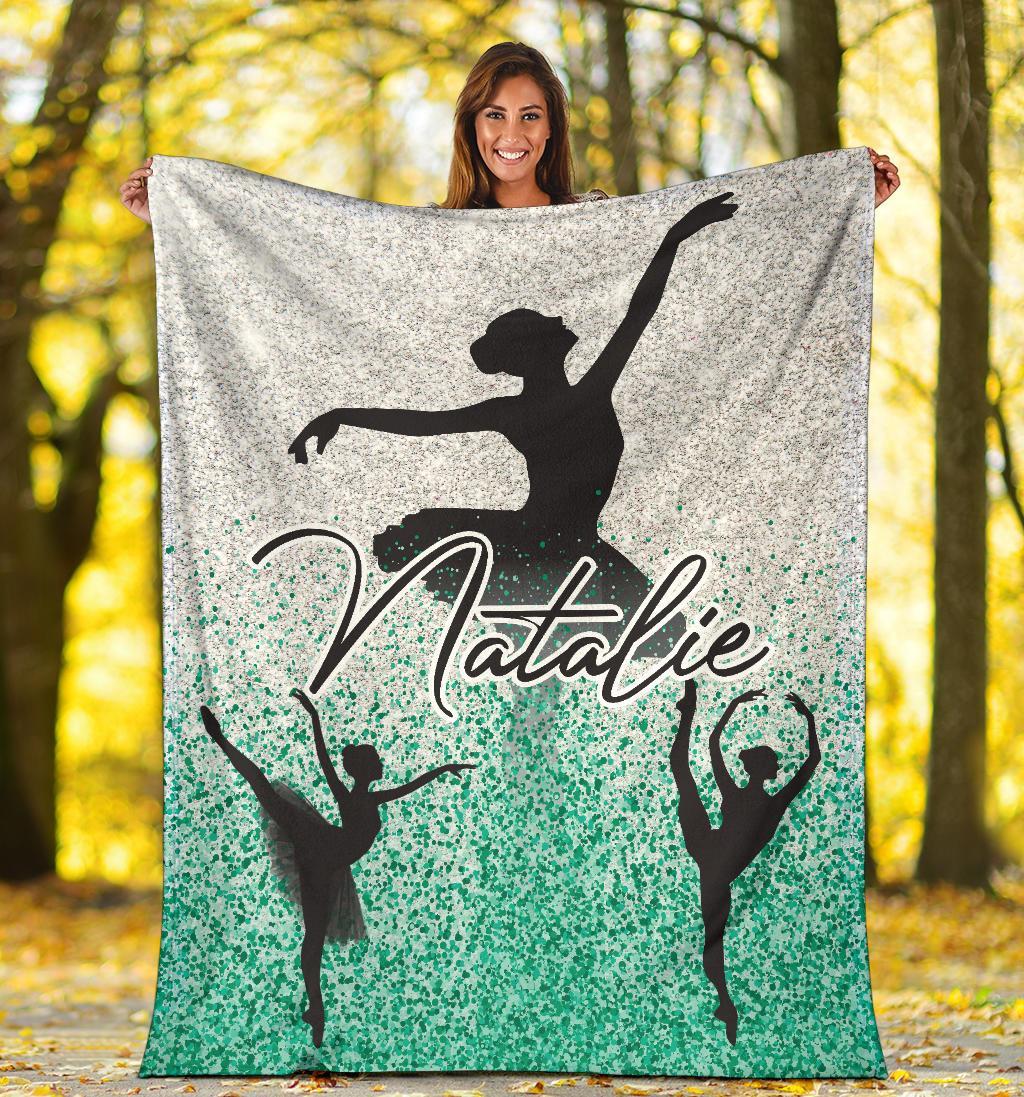 litzzy Personalized Ballet Half Glitter Collection Fleece Blanket - Tlno1211202 Quilt Blanket   
