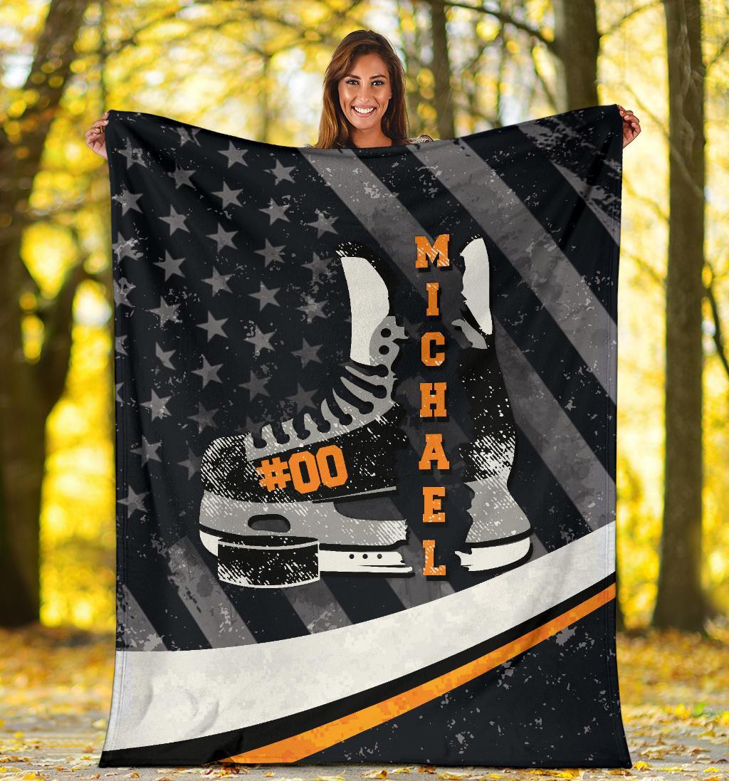 litzzy Personlazied Hockey Crack Fleece Blanket - Lath0911204 Quilt Blanket   