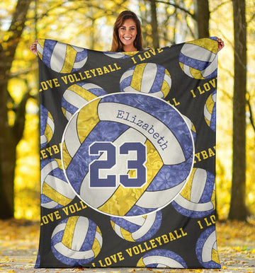 litzzy Blue Gold White - I Love Vlb Collection Fleece Blanket - Ty0611202 Quilt Blanket 50x60  