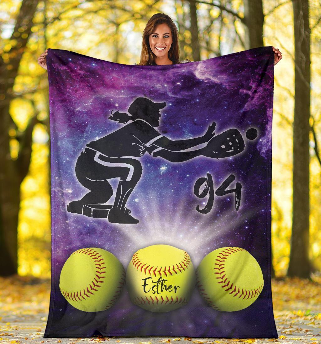 litzzy Personalized Softball Fleece Blanket - Lath2311202Ki Quilt Blanket CATCHER 60 X 80 