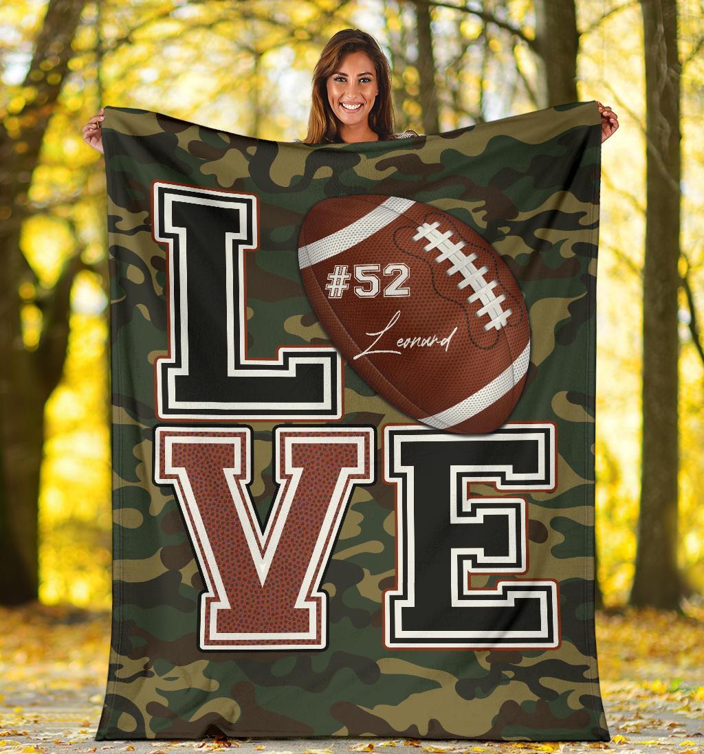 litzzy Personalized Love Football Fleece Blanket - Lath2411204 Quilt Blanket GREEN 50 X 60 