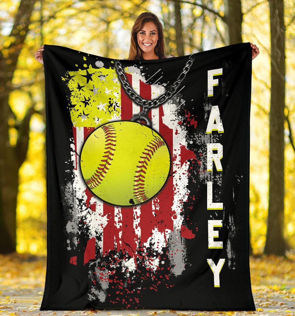 litzzy Personalized Sport Us Flag Fleece Blanket - Lath1011201 Quilt Blanket   