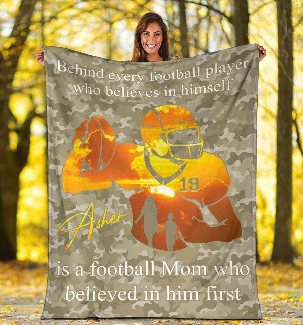 litzzy Personalized Football Player Fleece Blanket - Lath2411203 Quilt Blanket CAMO 50 X 60 