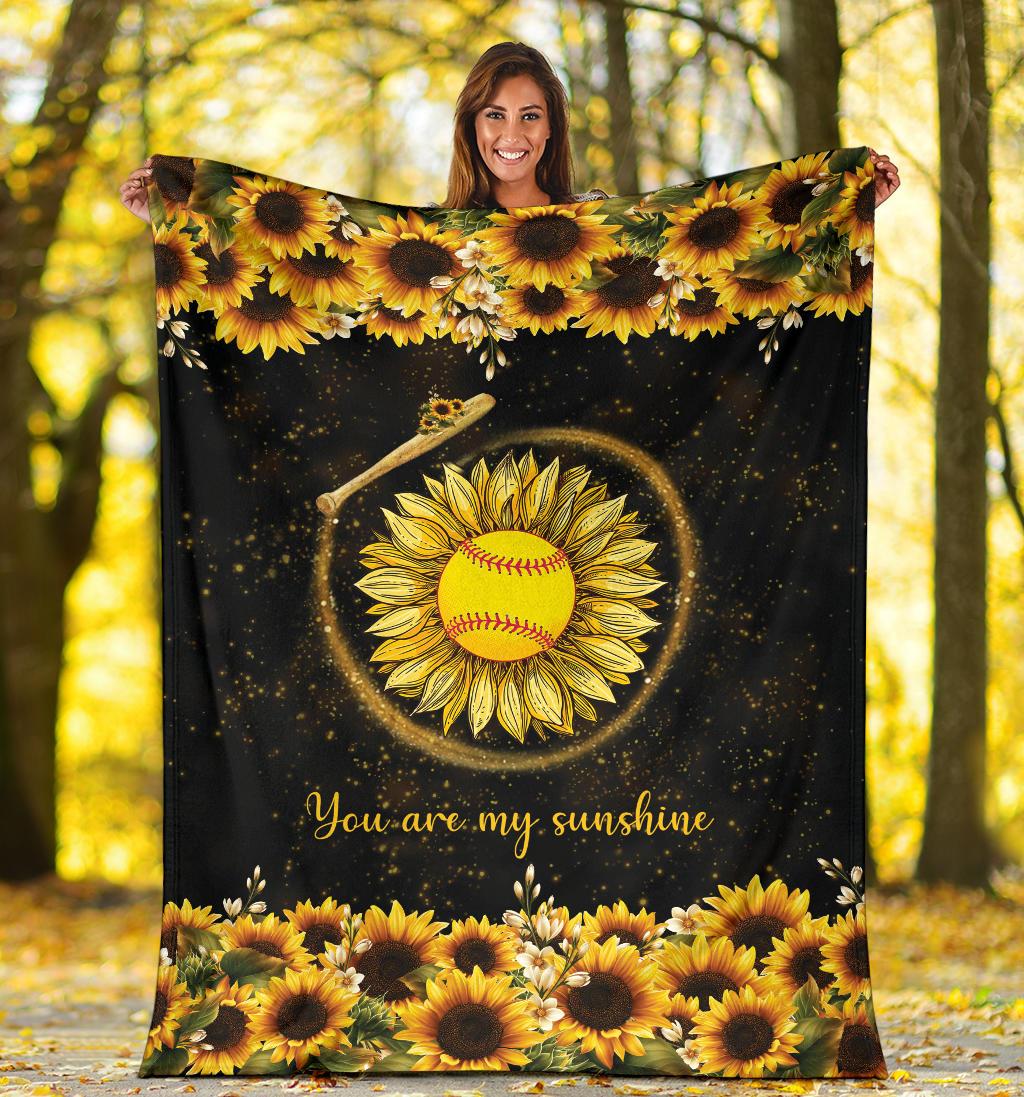 litzzy Softball You Are My Sunshine Premium Fleece Blanket Nh170520Ki Quilt Blanket   