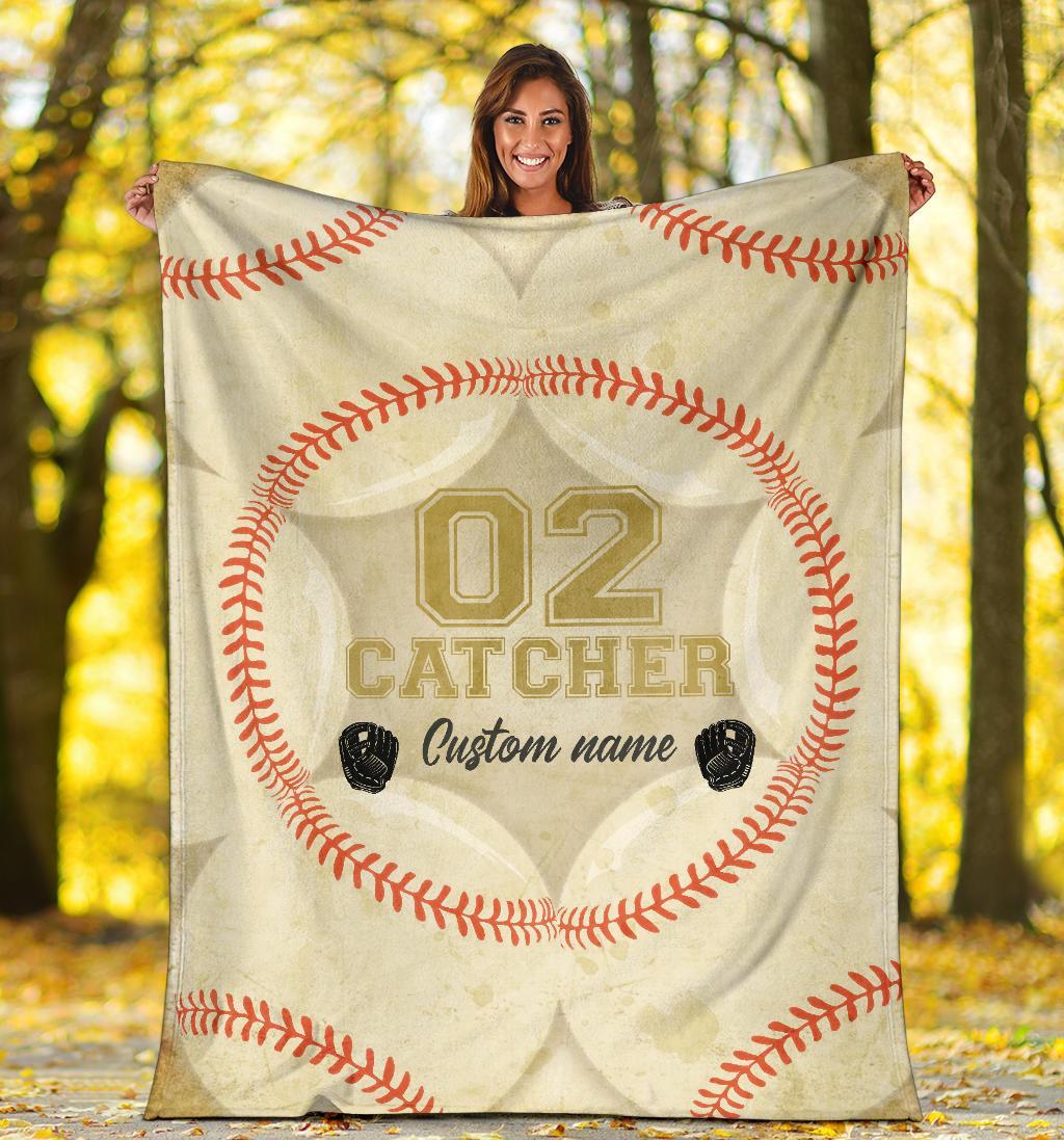 litzzy Personalized Position Baseball Fleece Blanket - Lath0712201 Quilt Blanket CATCHER 50 X 60 
