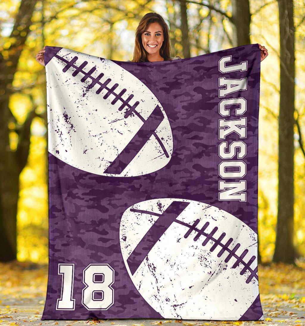 litzzy Personalized Football 2 Balls Collection Fleece Blanket - Tlnh1011202 Quilt Blanket   