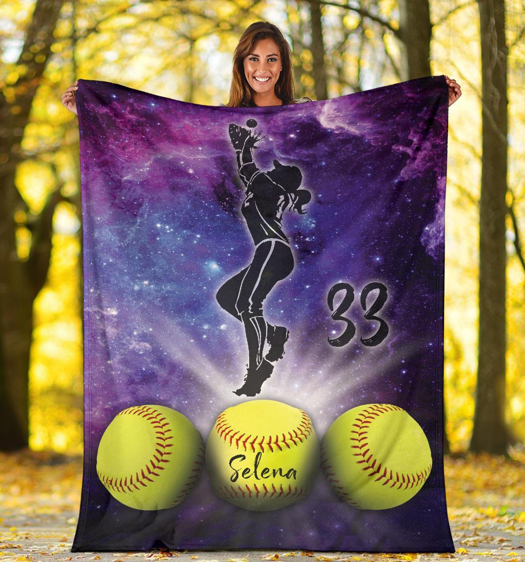 litzzy Personalized Softball Fleece Blanket - Lath2311202Ki Quilt Blanket   