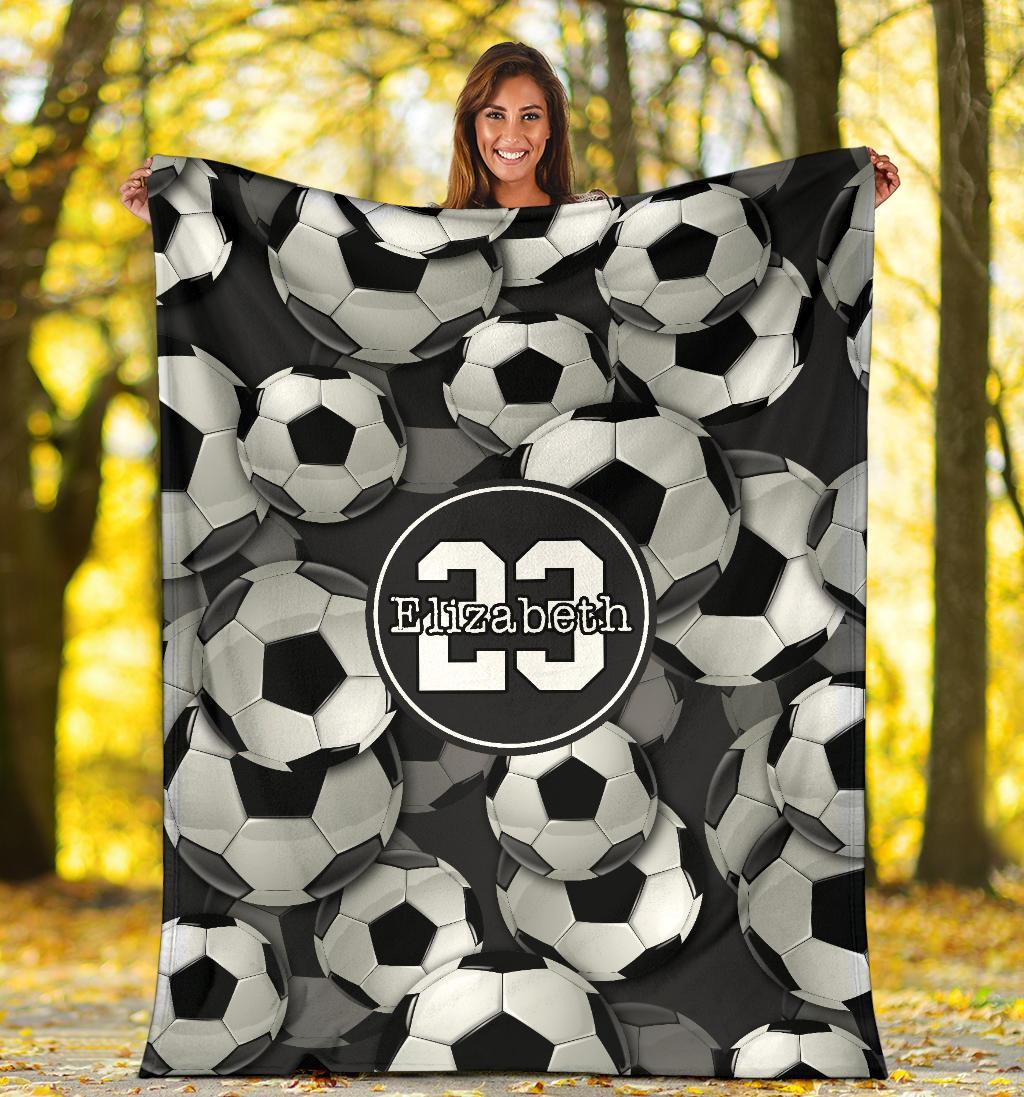 litzzy Personalized Soccer 3D Balls Fleece Blankets - Tlty1311201 Quilt Blanket   