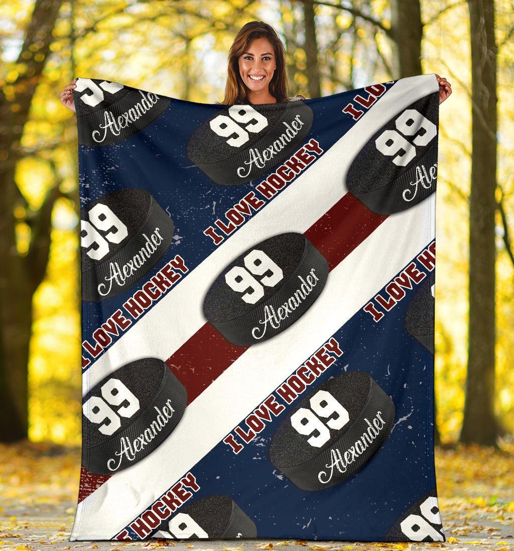 litzzy Personalized I Love Hockey Fleece Blanket - Latg1911202 Quilt Blanket   