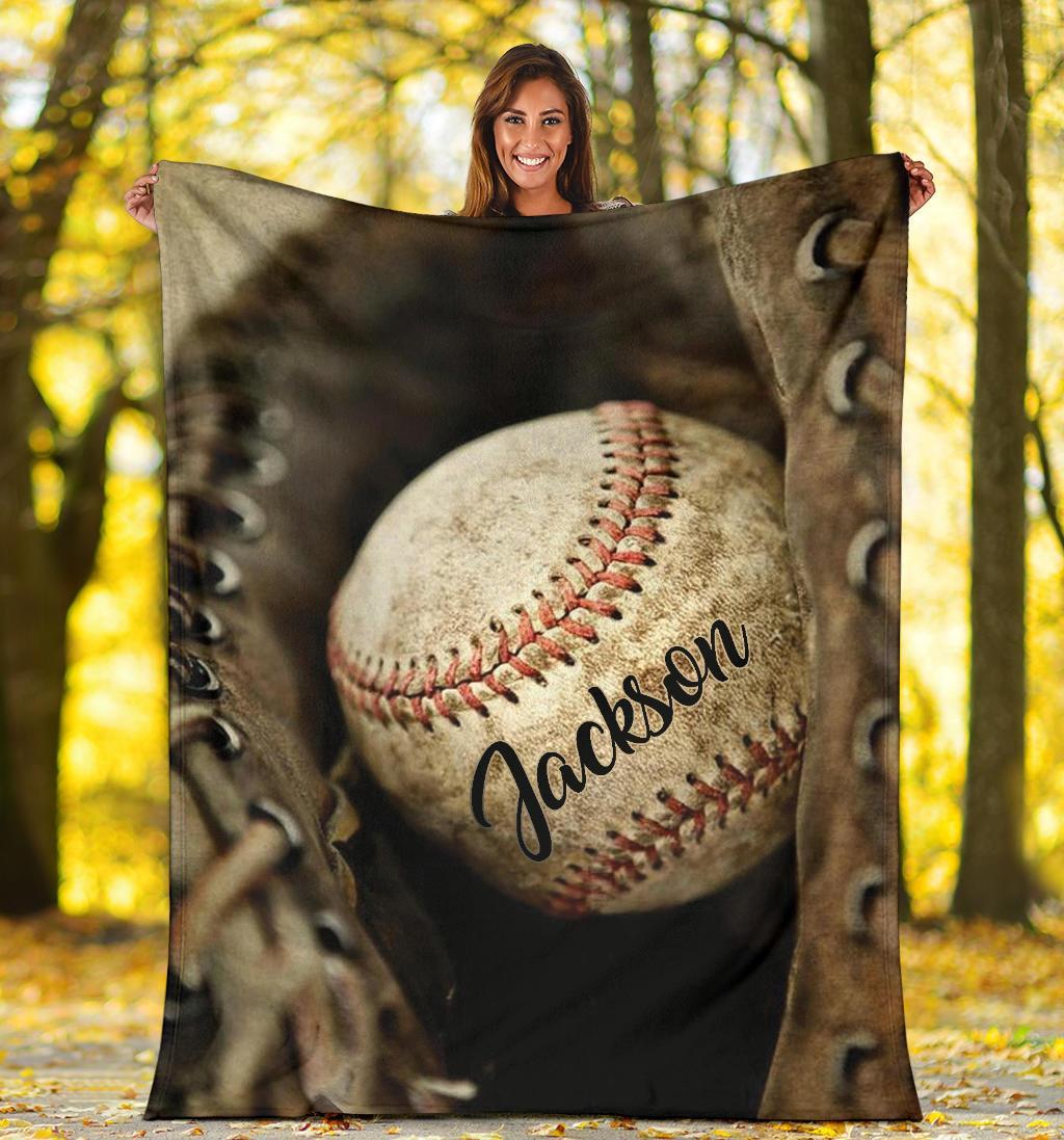 litzzy Personalized Dusty Baseball Fleece Blanket - Nh0712201 Quilt Blanket   