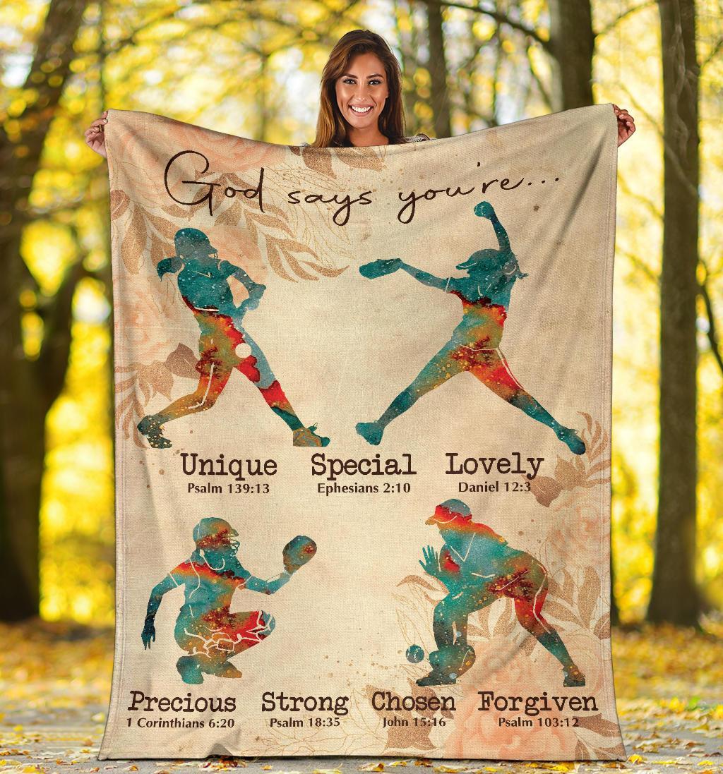 litzzy Softball Gd Says You Are Fleece Blanket - Tlno1711201 Quilt Blanket   