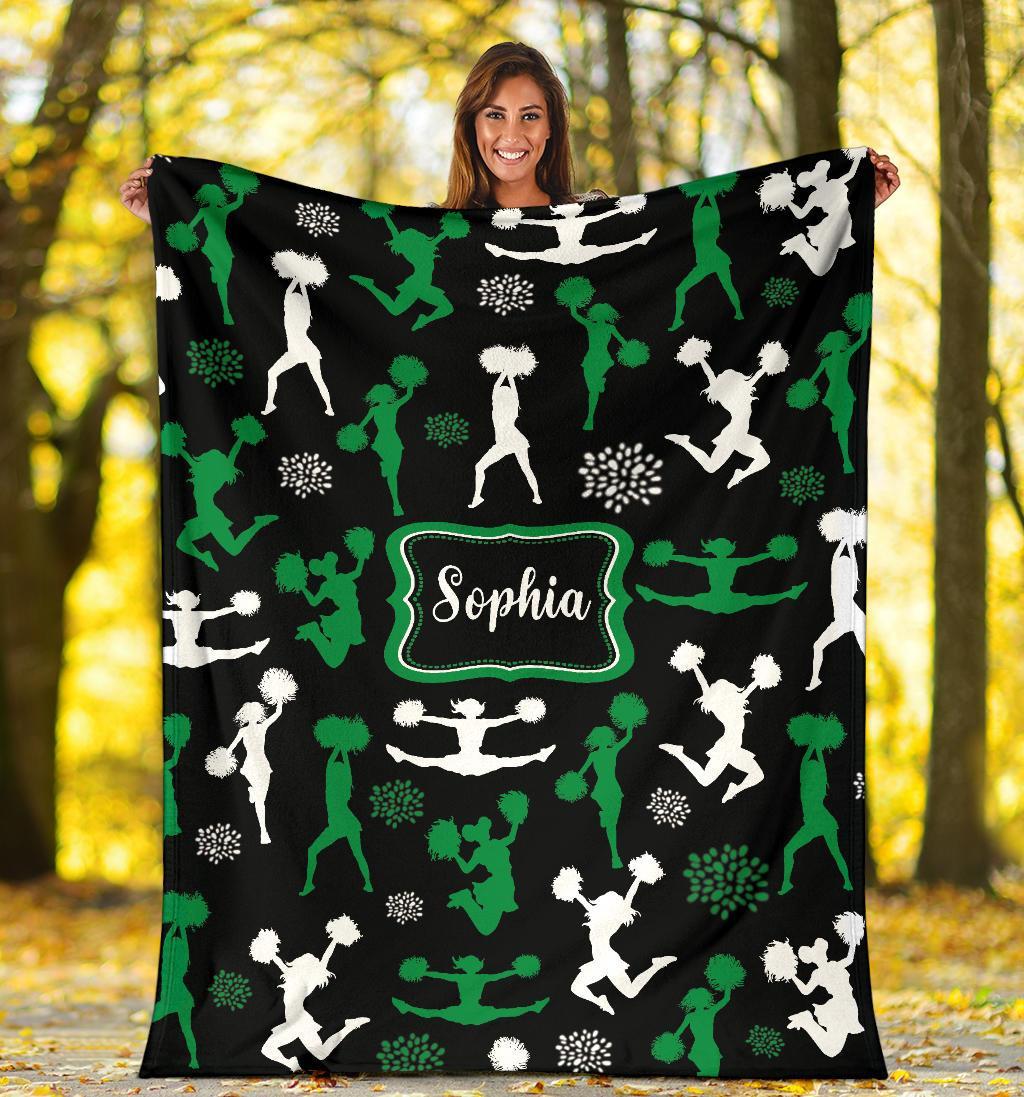 litzzy Personalized Cheerleader Collection Fleece Blanket - Tlnb1711201 Quilt Blanket GREEN WHITE 60 X 80 