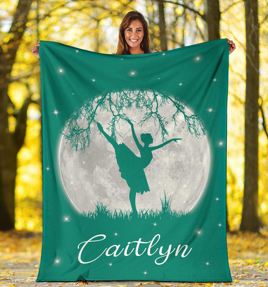 litzzy Personalized Dancing Moon Fleece Blanket - Laci2711203 Quilt Blanket   