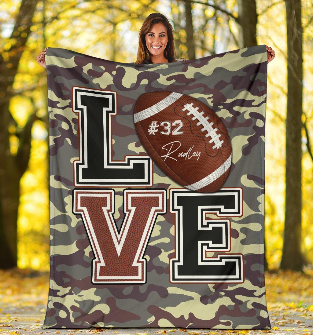 litzzy Personalized Love Football Fleece Blanket - Lath2411204 Quilt Blanket YELLOW 50 X 60 