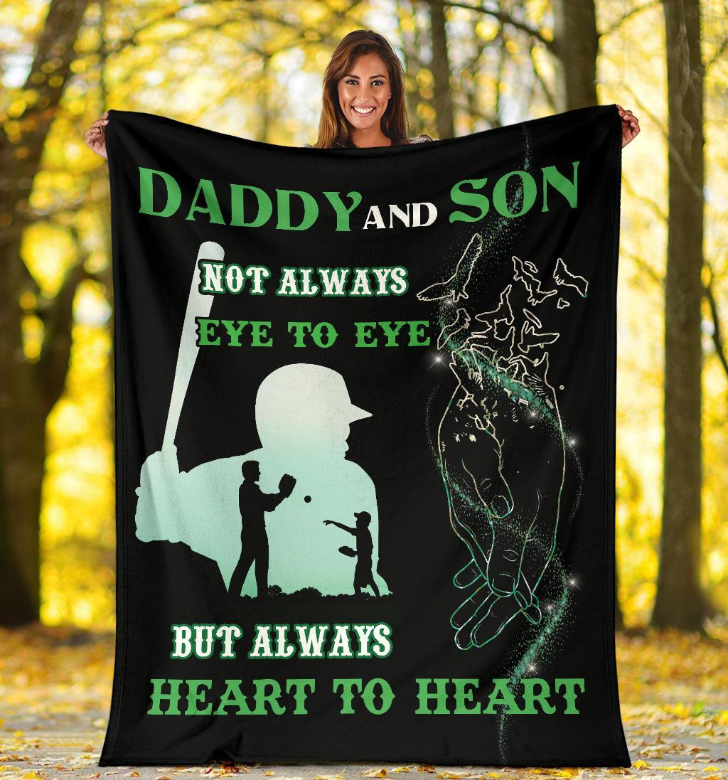 litzzy Baseball Daddy And Son Fleece Blanket - Laci071220 Quilt Blanket GREEN 50 X 60 