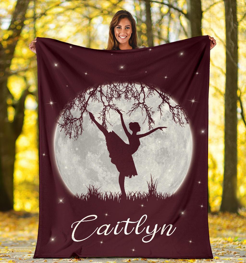 litzzy Personalized Dancing Moon Fleece Blanket - Laci2711203 Quilt Blanket   