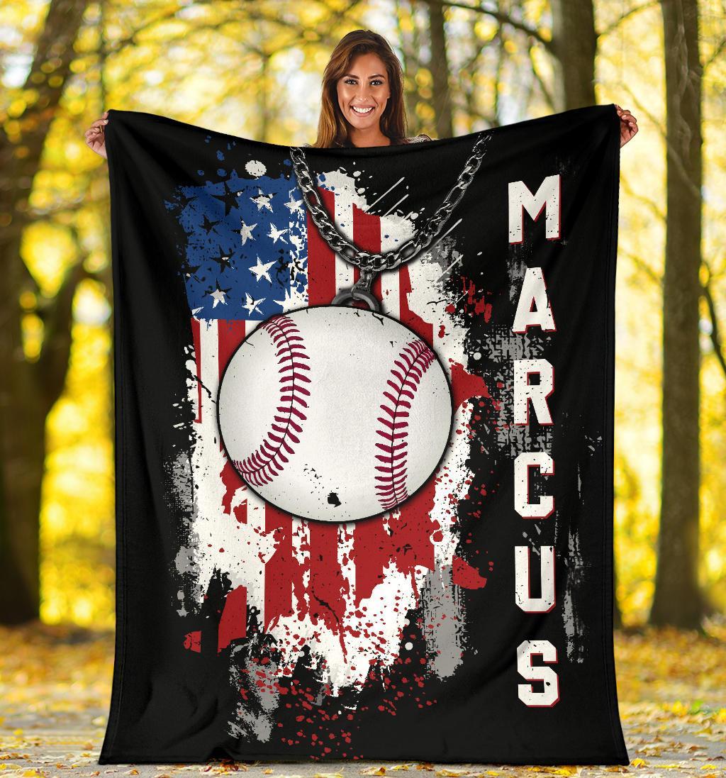 litzzy Personalized Sport Us Flag Fleece Blanket - Lath1011201 Quilt Blanket   