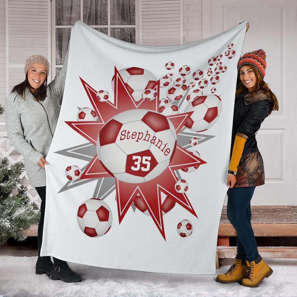 litzzy Personalized Soccer Blowout Fleece Blanket - Tltm2411202 Quilt Blanket RED 50 X 60 