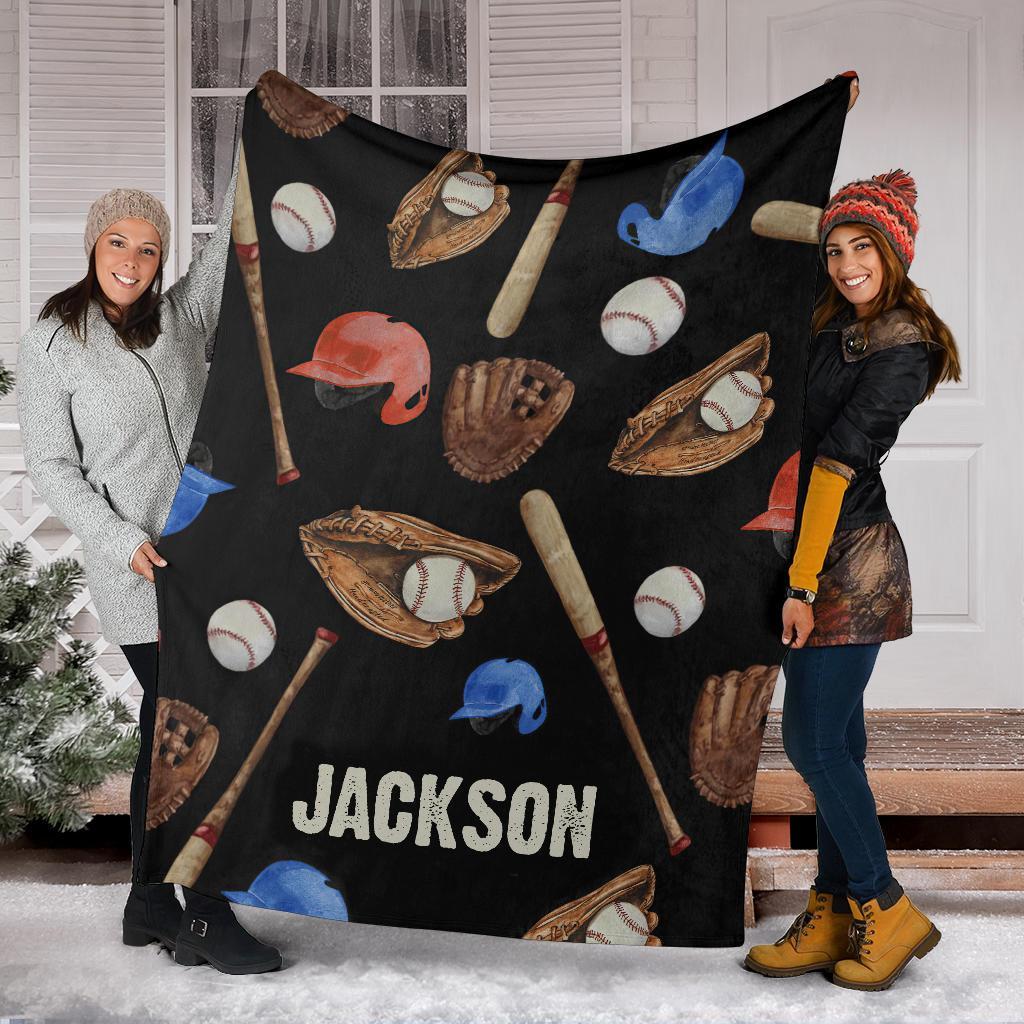 litzzy Personalized Baseball Watercolor Pattern Fleece Blanket - Nh1411201 Quilt Blanket   