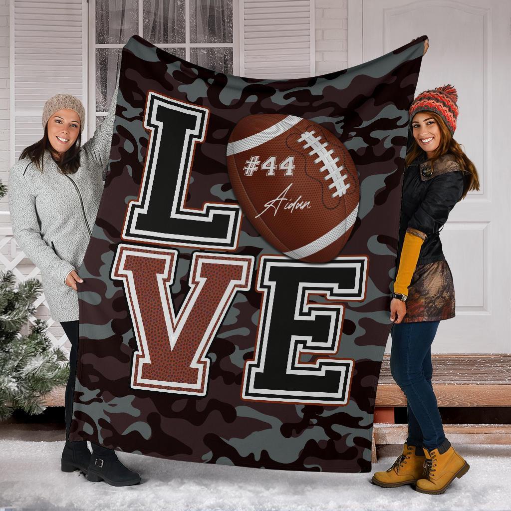 litzzy Personalized Love Football Fleece Blanket - Lath2411204 Quilt Blanket BLACK 50 X 60 