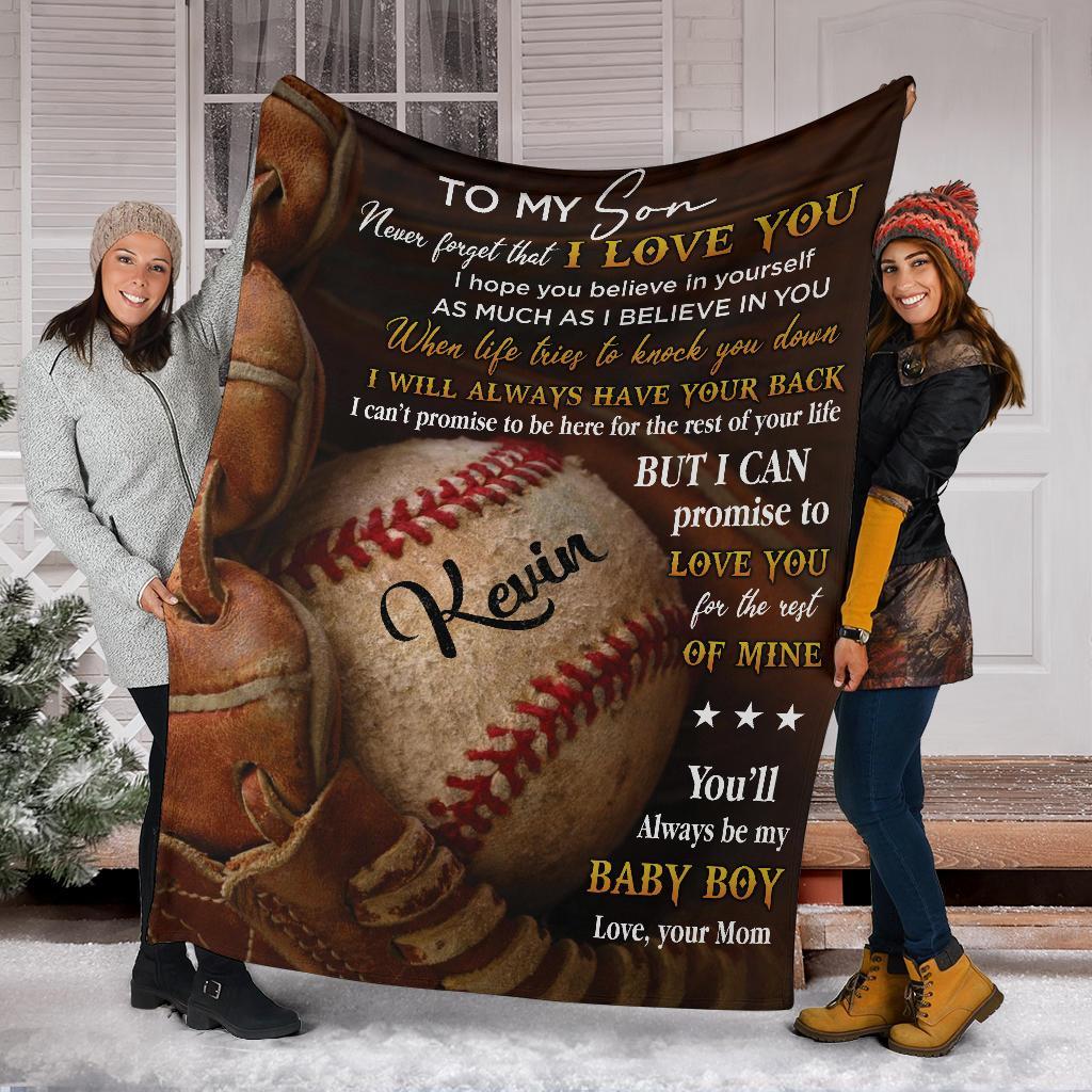 litzzy Personalized Never Forget Baseball Softball Glove Fleece Blanket - Tlno0911201 Quilt Blanket   