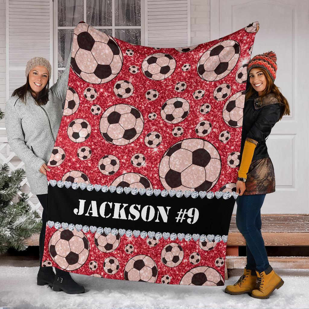 litzzy Personalized Soccer Glitter Fleece Blanket - Tlnh1311203 Quilt Blanket   