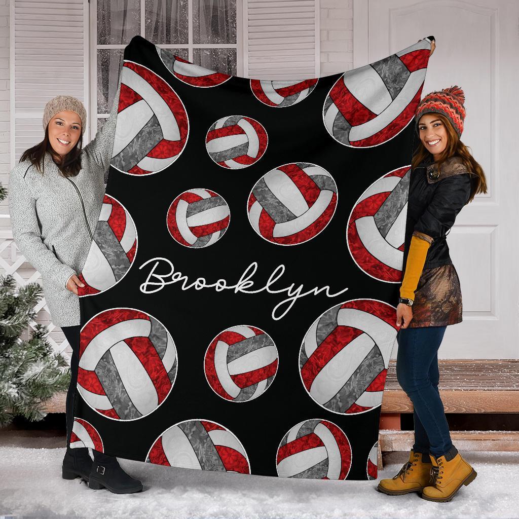 litzzy Personalized Volleyball Pattern Color Collection Fleece Blanket - Ty101120 Quilt Blanket RED GRAY WHITE 50 X 60 