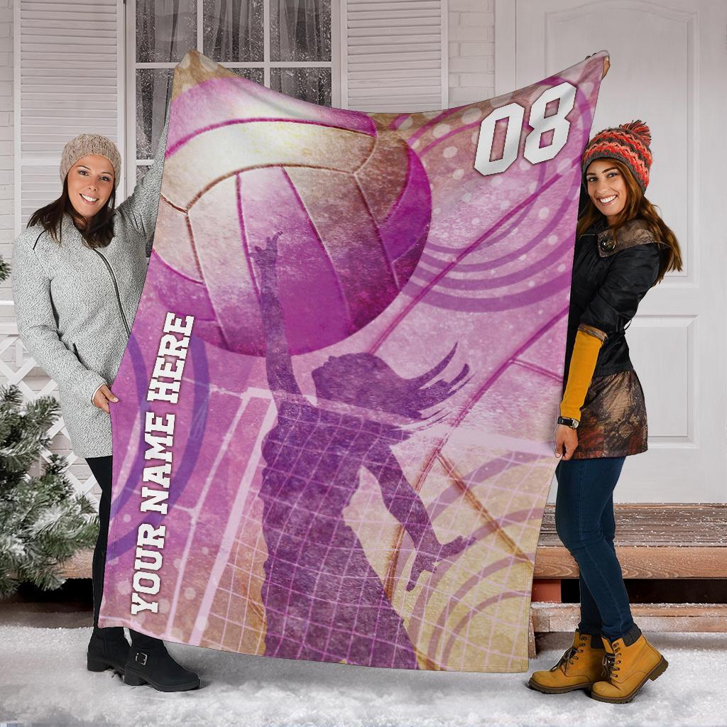 litzzy Personalized Collection Volleyball Girl Fleece Blanket - Tlty0212202 Quilt Blanket   