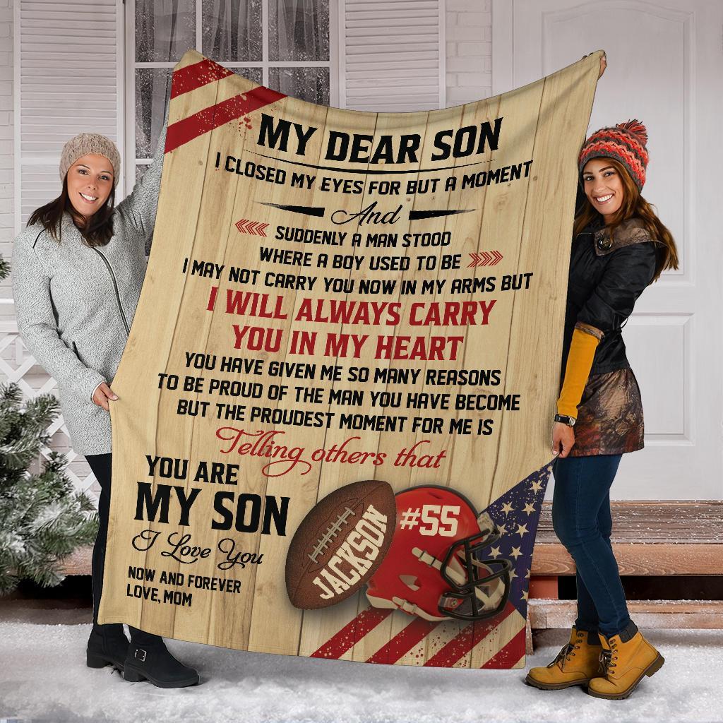 litzzy Personalized Football Carry You In My Heart Fleece Blanket - Tlno2711201 Quilt Blanket   