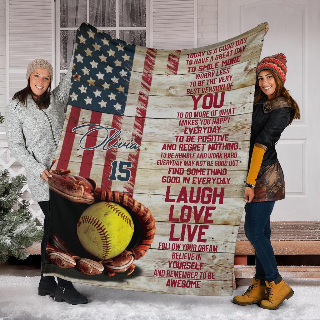 litzzy Personalized Softball Today Is A Good Day - Tlnb2511201 Quilt Blanket   