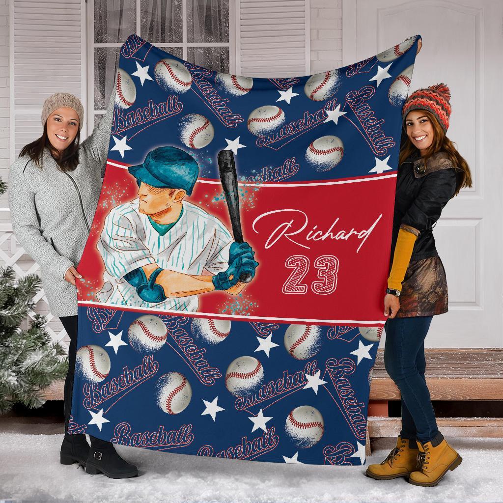 litzzy Personalized Baseball Balls Fleece Blanket - Lath2611202 Quilt Blanket BLUE 50 X 60 