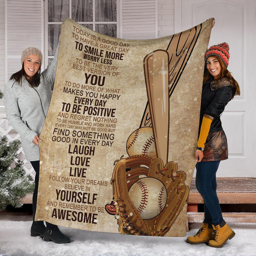 litzzy Today Is A Good Day Baseball Fleece Blanket - Lath0212204 Quilt Blanket   