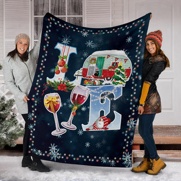 litzzy Camping Christmas Fleece Blanket - Latg1311201Ki Quilt Blanket 50x60  