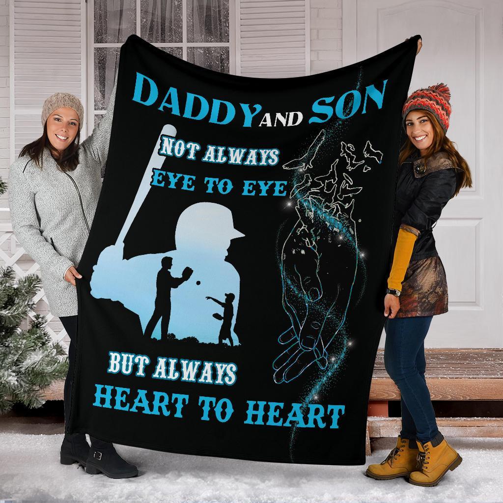 litzzy Baseball Daddy And Son Fleece Blanket - Laci071220 Quilt Blanket BLUE 50 X 60 