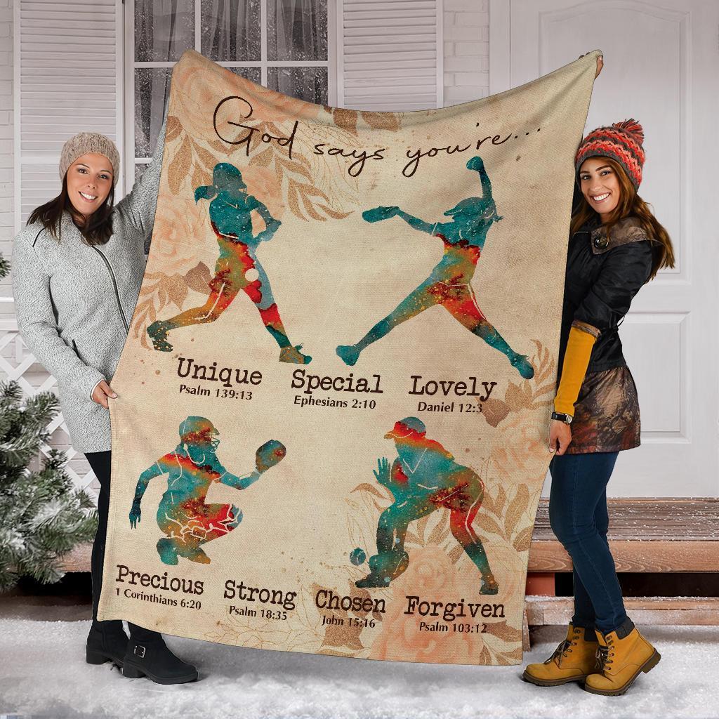 litzzy Softball Gd Says You Are Fleece Blanket - Tlno1711201 Quilt Blanket 60x80  