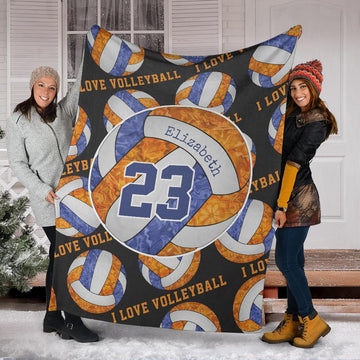 litzzy Blue Orange White - I Love Vlb Collection Fleece Blanket - Ty0611202 Quilt Blanket 50x60  