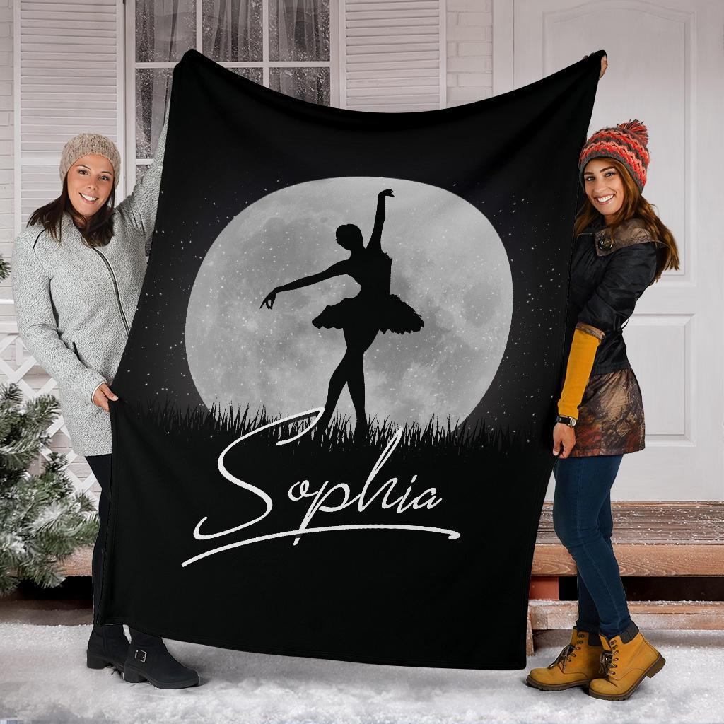 litzzy Personalized Ballet Moon Collection Fleece Blanket - Tlno1110202Ki Quilt Blanket BLACK 50 X 60 