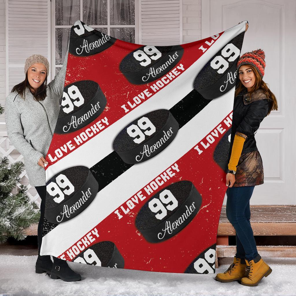 litzzy Personalized I Love Hockey Fleece Blanket - Latg1911202 Quilt Blanket   