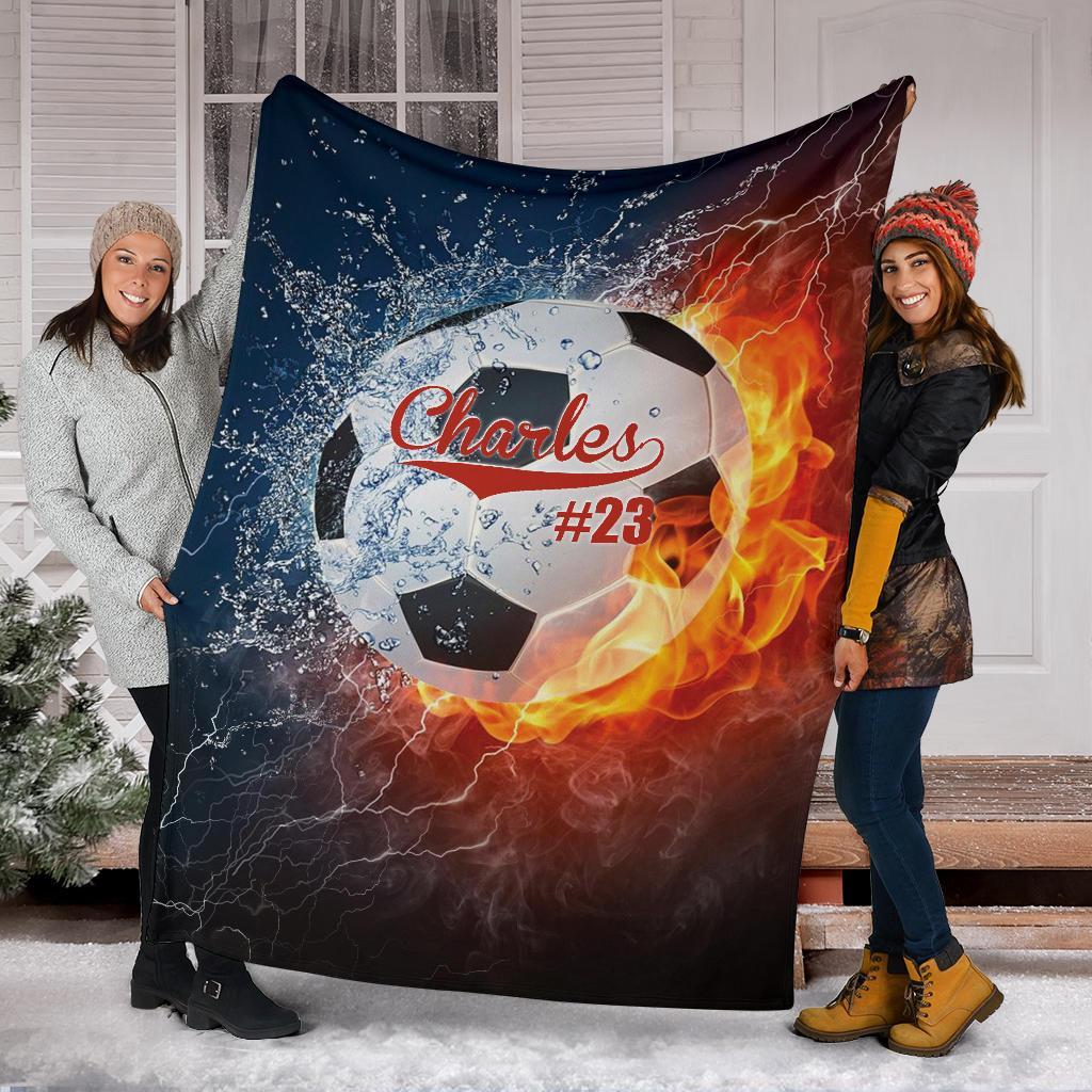 litzzy Personalized Sport Water Fire Fleece Blanket - Lath1611204 Quilt Blanket SOCCER 60 x 80 