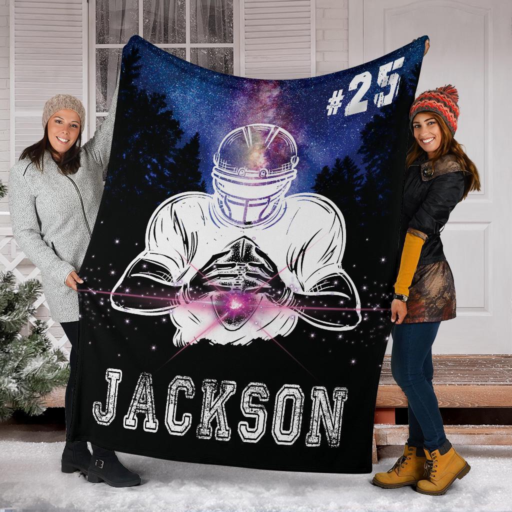 litzzy Personalized Football Galaxy Fleece Blanket - Laci2011201Ki Quilt Blanket   