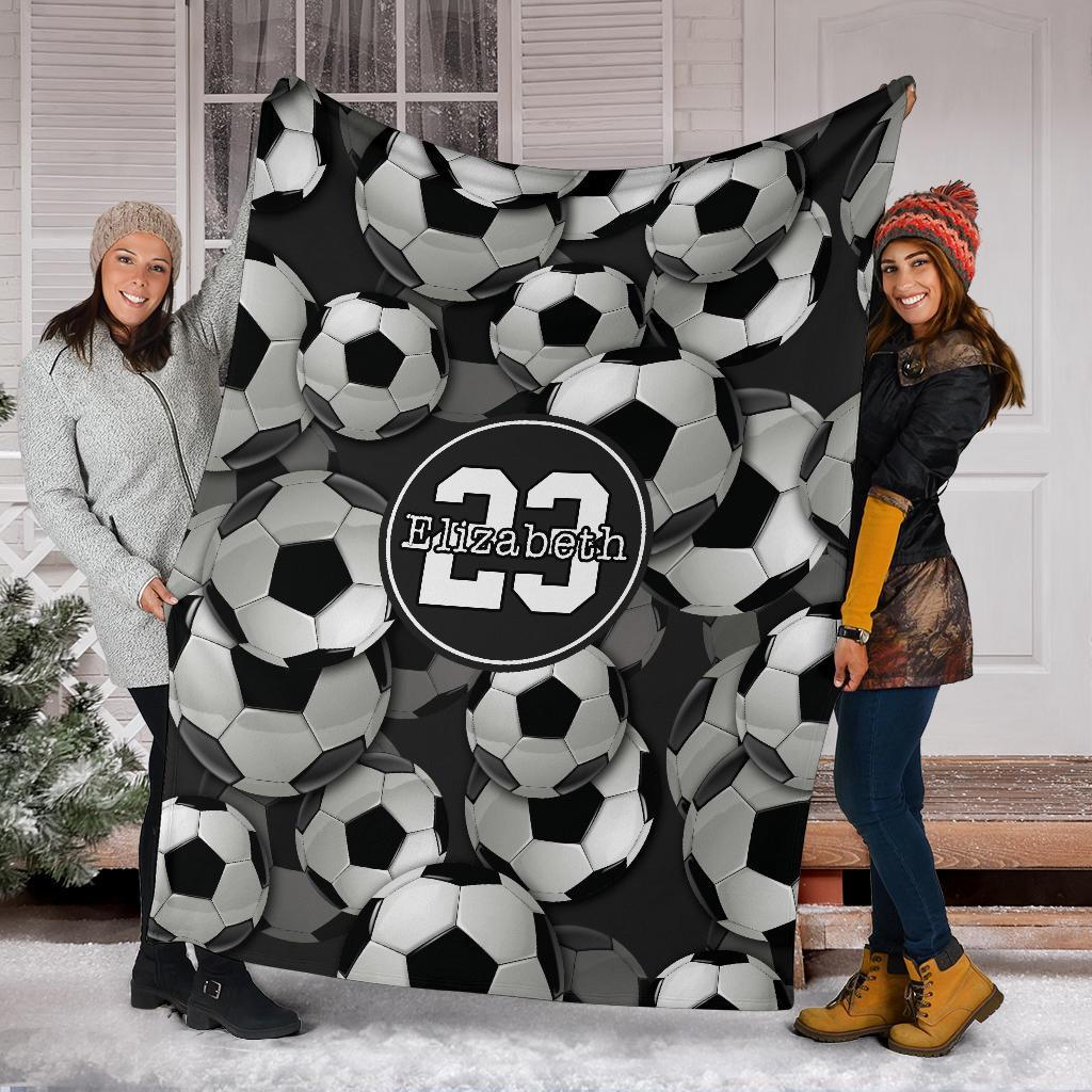 litzzy Personalized Soccer 3D Balls Fleece Blankets - Tlty1311201 Quilt Blanket   