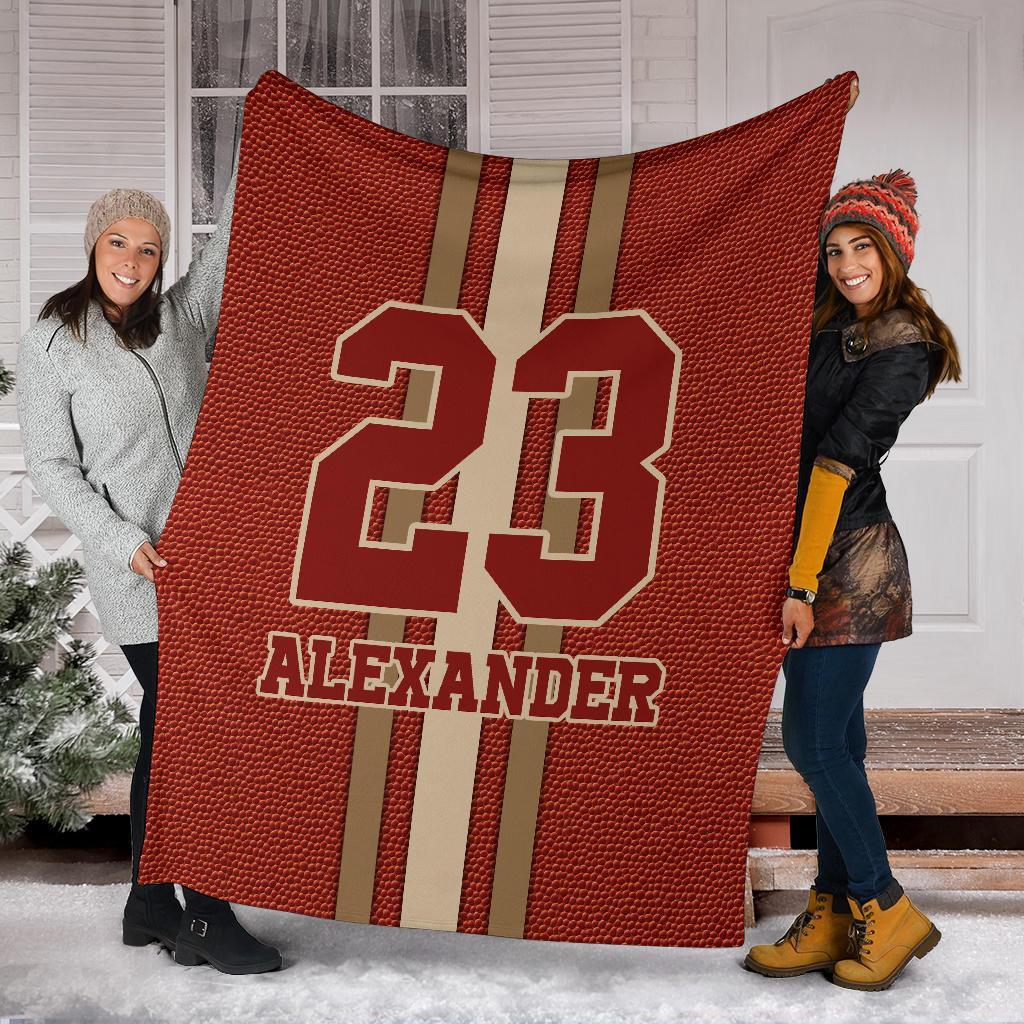 litzzy Personalized Football Leather Fleece Blanket - Tlty2811201 Quilt Blanket   