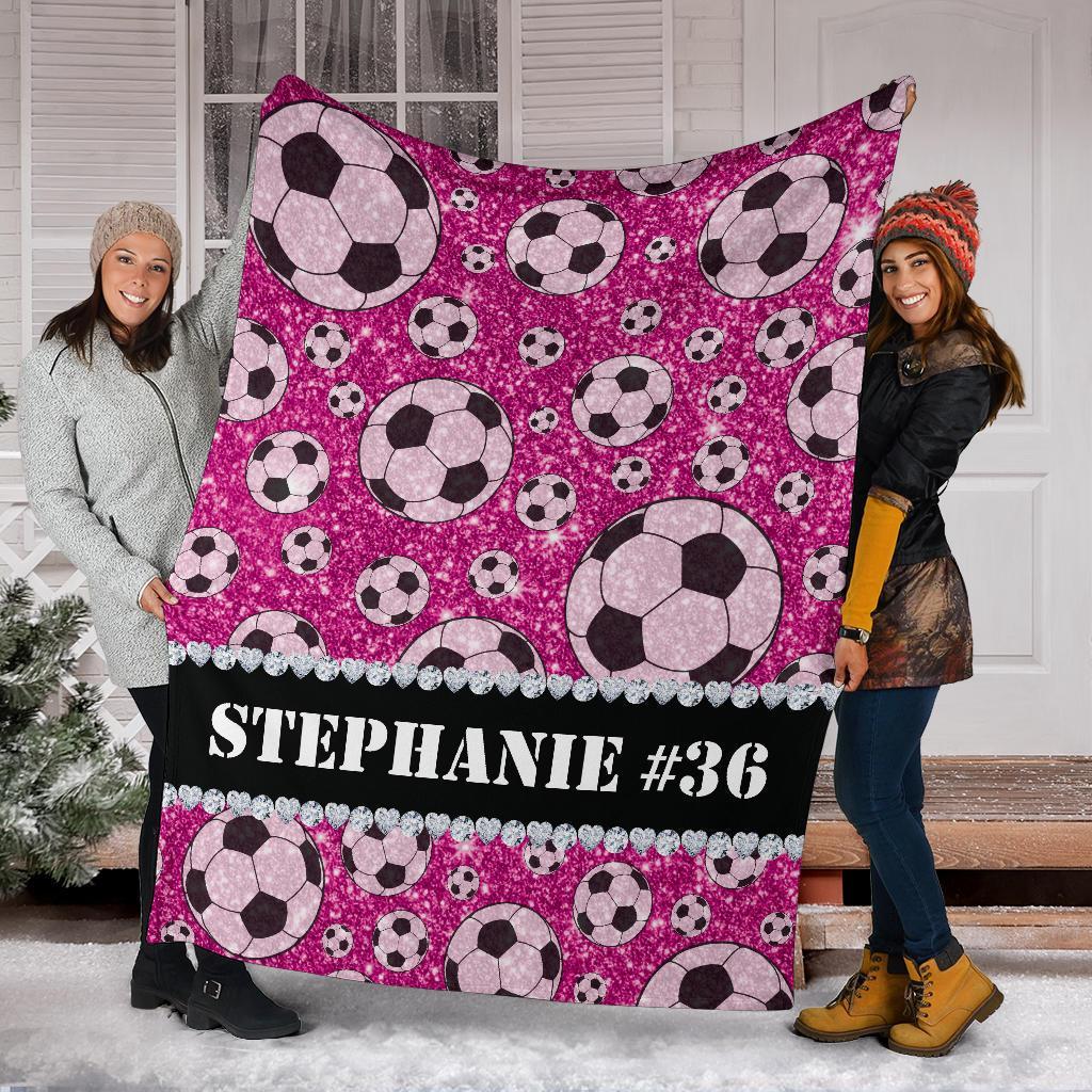 litzzy Personalized Soccer Glitter Fleece Blanket - Tlnh1311203 Quilt Blanket   