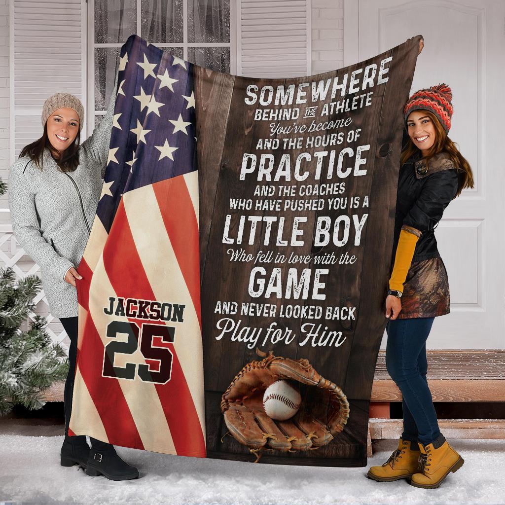 litzzy Personalized Baseball Play For Him Fleece Blanket - Tlno2511201 Quilt Blanket   
