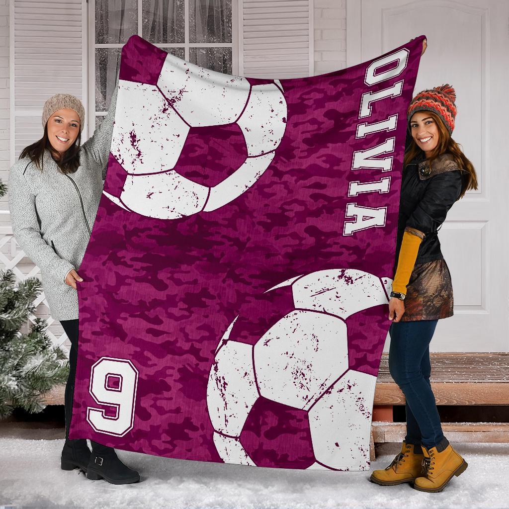 litzzy Personalized Soccer Camouflage Collection Fleece Blanket - Tlnh0911202 Quilt Blanket PINK 60 x 80 