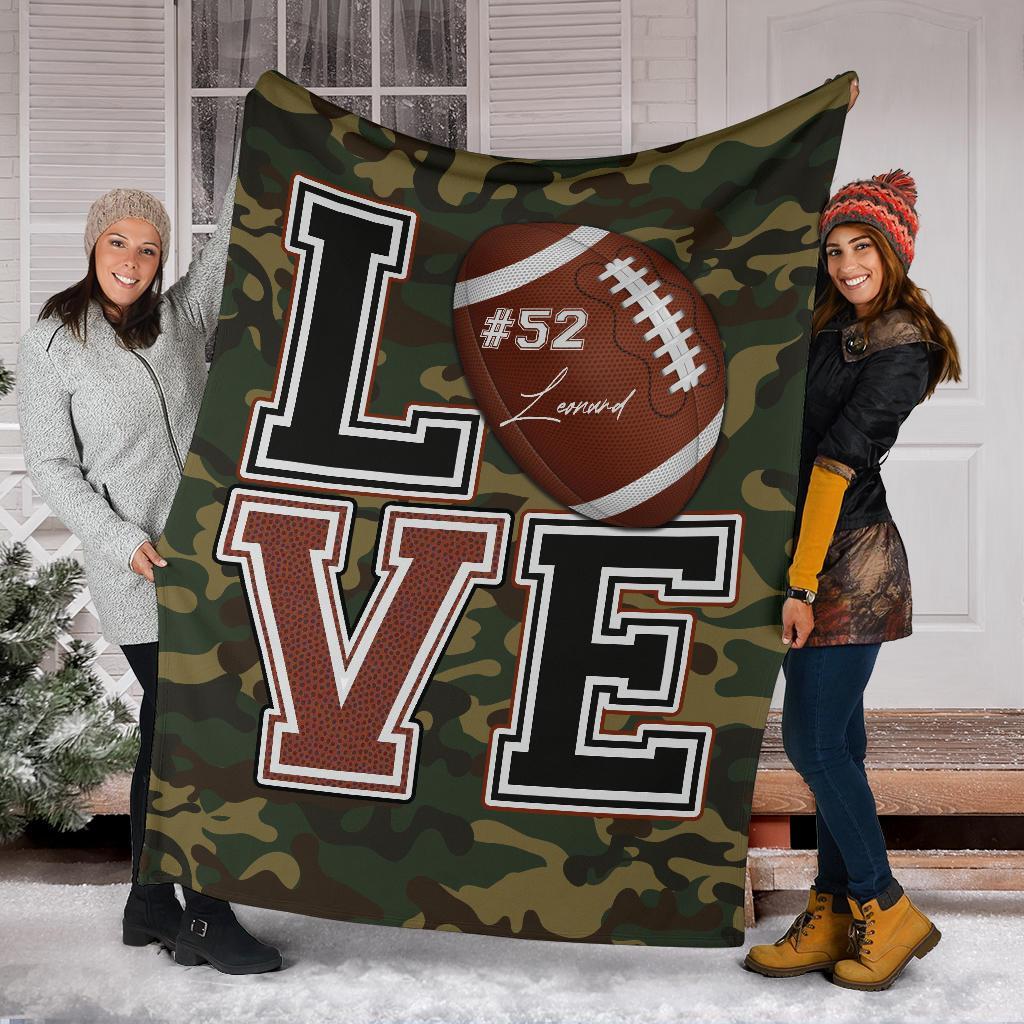 litzzy Personalized Love Football Fleece Blanket - Lath2411204 Quilt Blanket   