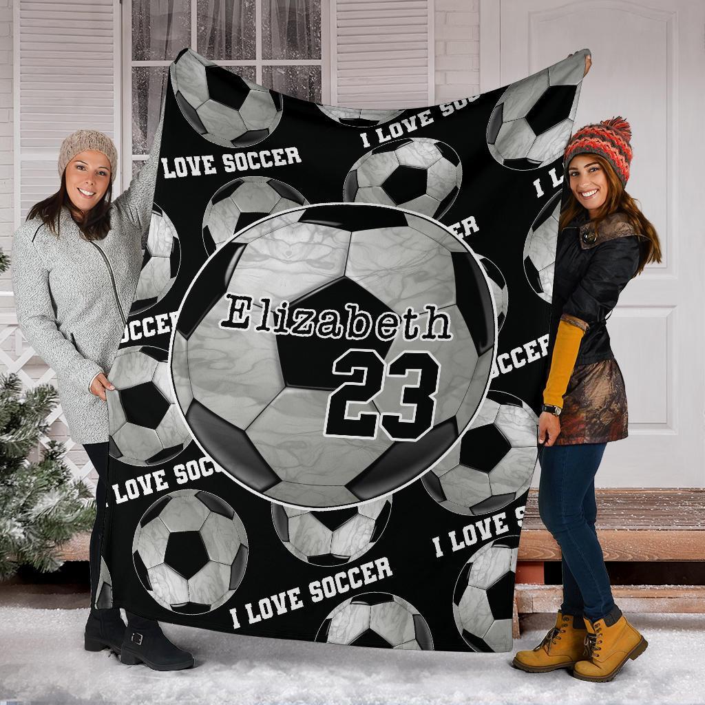 litzzy Personalized I Love Soccer Fleece Blanket - Ty0911206Ki Quilt Blanket   