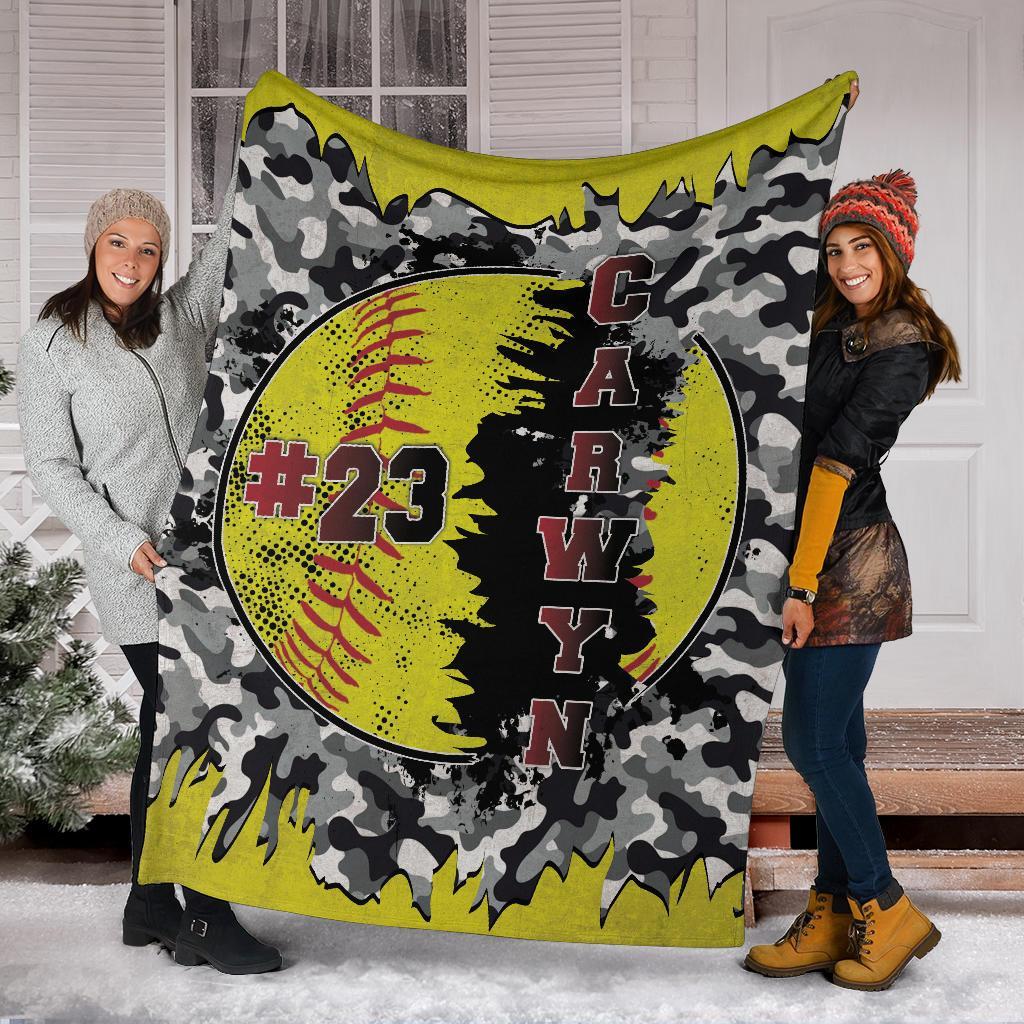 litzzy Personalized Sport Fleece Blanket - Lath0711203 Quilt Blanket SOFTBALL 50 x 60 