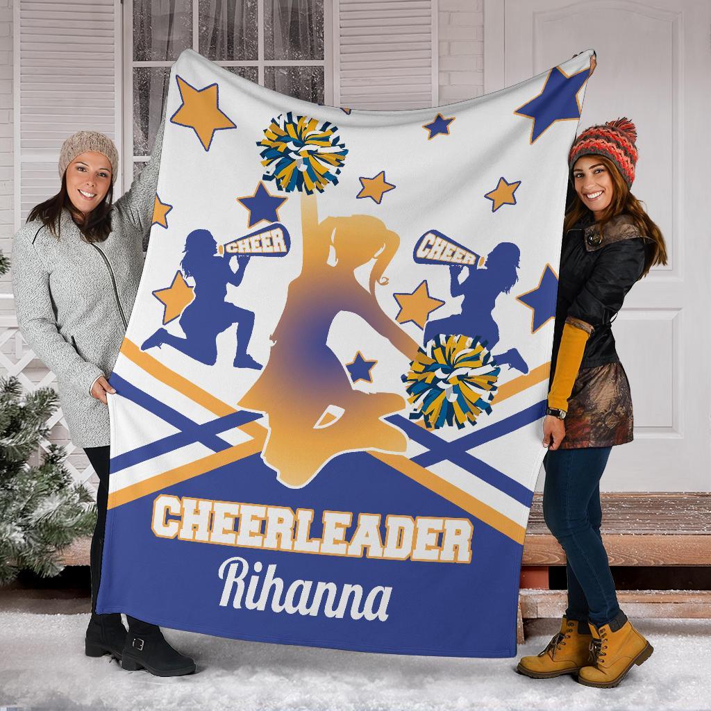 litzzy Personalized Cheerleader Colorful Fleece Blanket - Latg2011201 Quilt Blanket YELLOW WHITE 50 X 60 